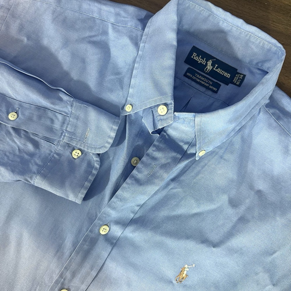 Polo Ralph Lauren VTG Cotton Solid Pinpoint Oxford Button Up Shirt Mens 16.5 34